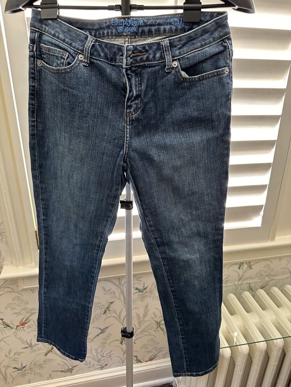 Simply Vera Vera Wang Jeans Straight Leg Womens 4 Blue Denim Mid Rise Stretch